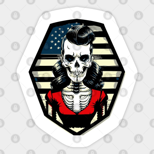 Fun Rockabilly Patriotic Skeleton Sticker by CGI Studios